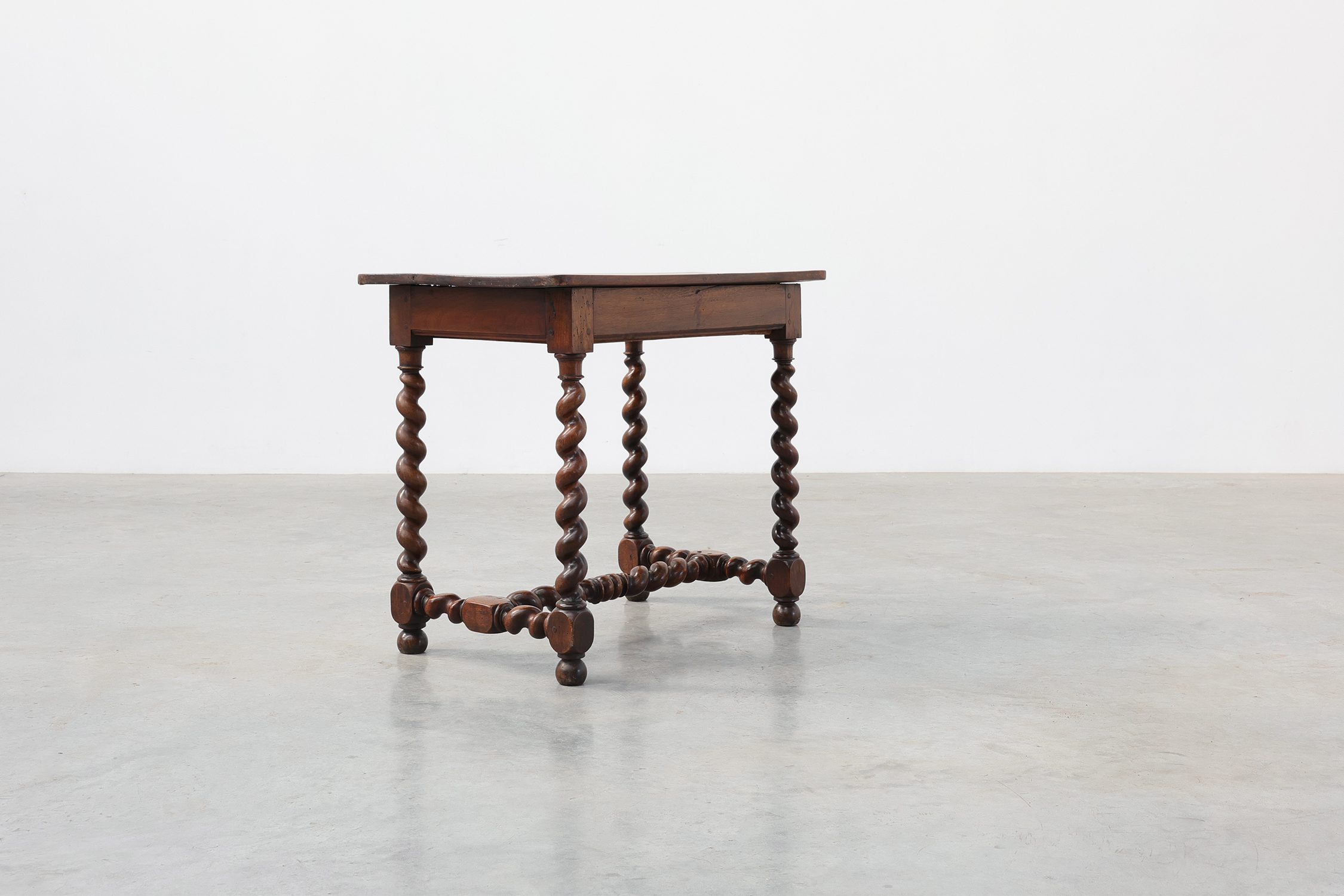 French Barley Twist Walnut Side Table with Drawer, circa 1880thumbnail